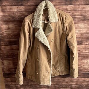 Aeropostale Camel Pea Coat with Fleece Collar